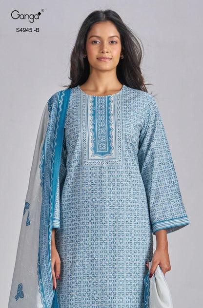 Hanima 4945 Ganga Cotton Plazzo Style Suits Exporter India