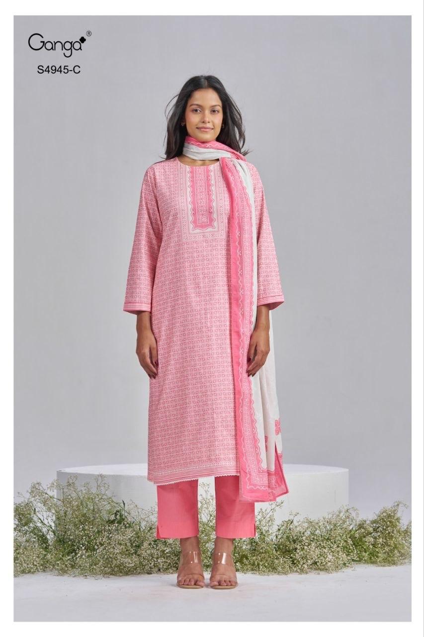 Hanima 4945 Ganga Cotton Plazzo Style Suits Exporter India