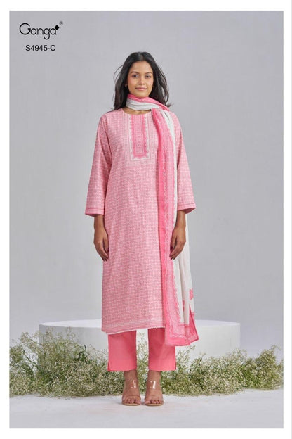 Hanima 4945 Ganga Cotton Plazzo Style Suits Exporter India