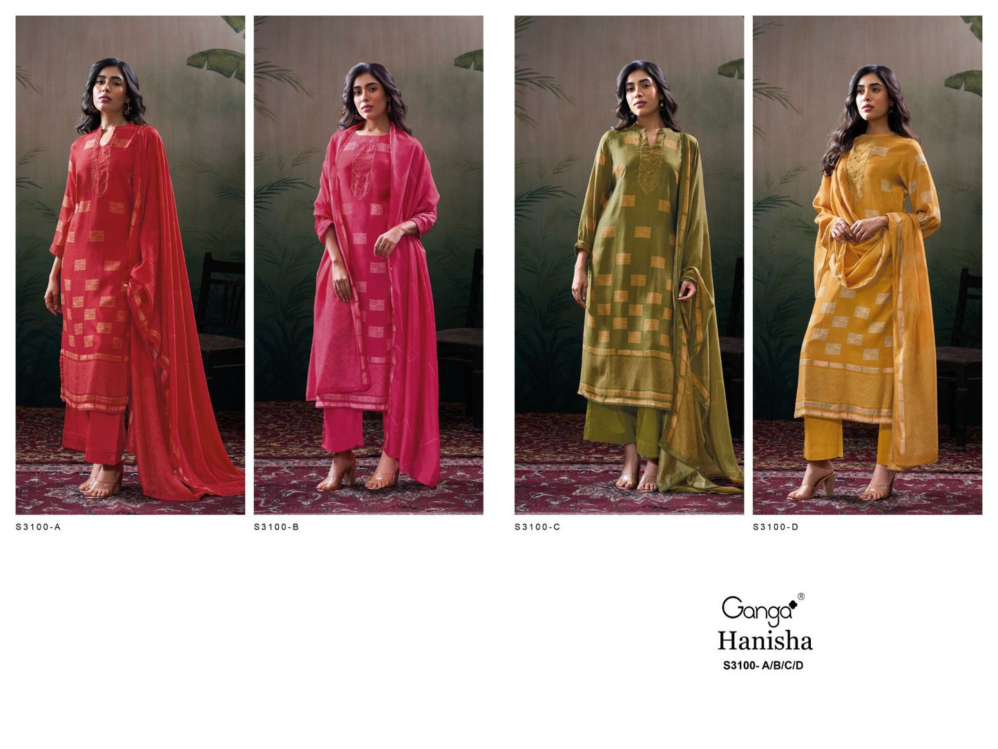 Hanisha S3100 Ganga Bemberg Silk Plazzo Style Suits Supplier Ahmedabad