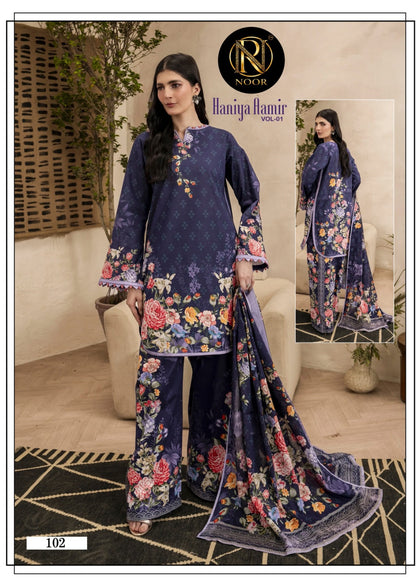 Haniya Aamir Vol 1 Noor Lawn Cotton Karachi Salwar Suits Manufacturer Ahmedabad
