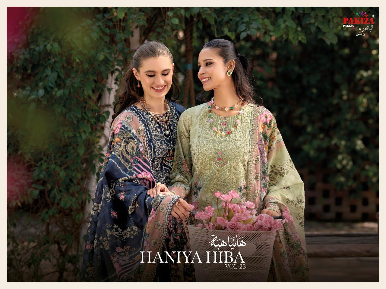 Haniya Hiba Vol 23 Pakiza Prints Lawn Cotton Karachi Salwar Suits Wholesaler India