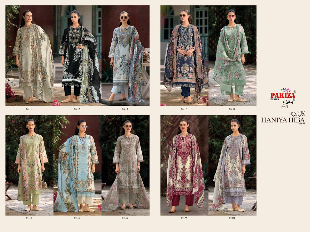 Haniya Hiba Vol 34 Pakiza Prints Lawn Cotton Karachi Salwar Suits Exporter