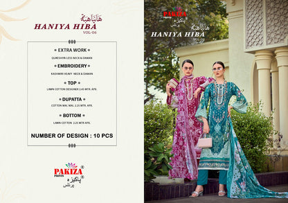 haniya hiba vol 6 pakiza prints lawn cotton karachi salwar suits supplier gujarat