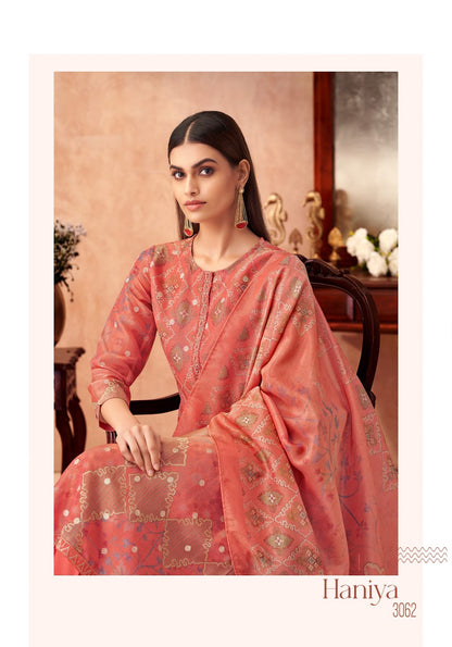 Haniya Sahiba Tm Simmer Tissue Plazzo Style Suits Supplier