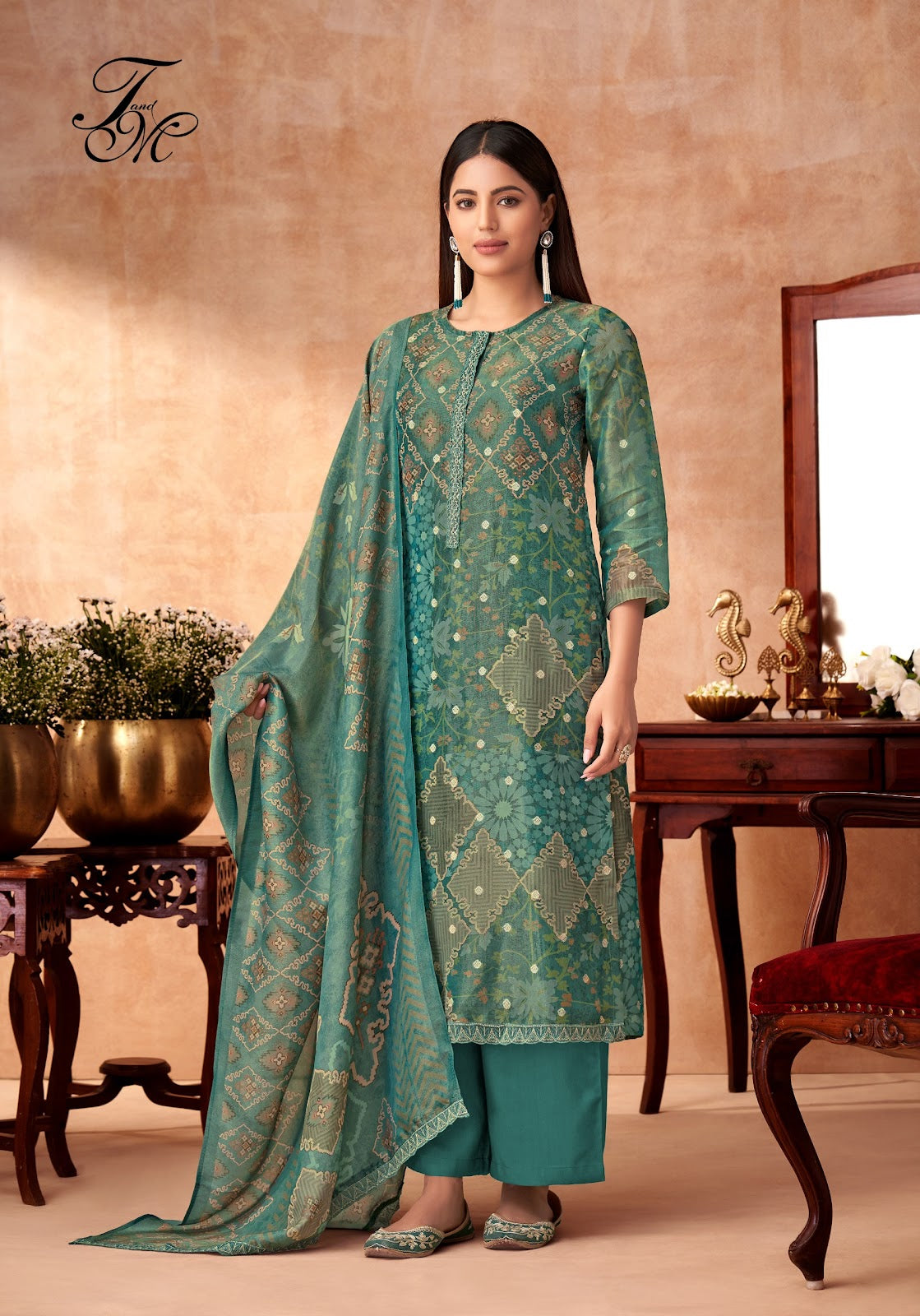 Haniya Sahiba Tm Simmer Tissue Plazzo Style Suits Supplier