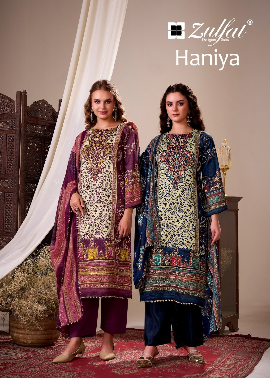 Haniya Zulfat Designer Jam Cotton Karachi Salwar Suits Exporter Gujarat