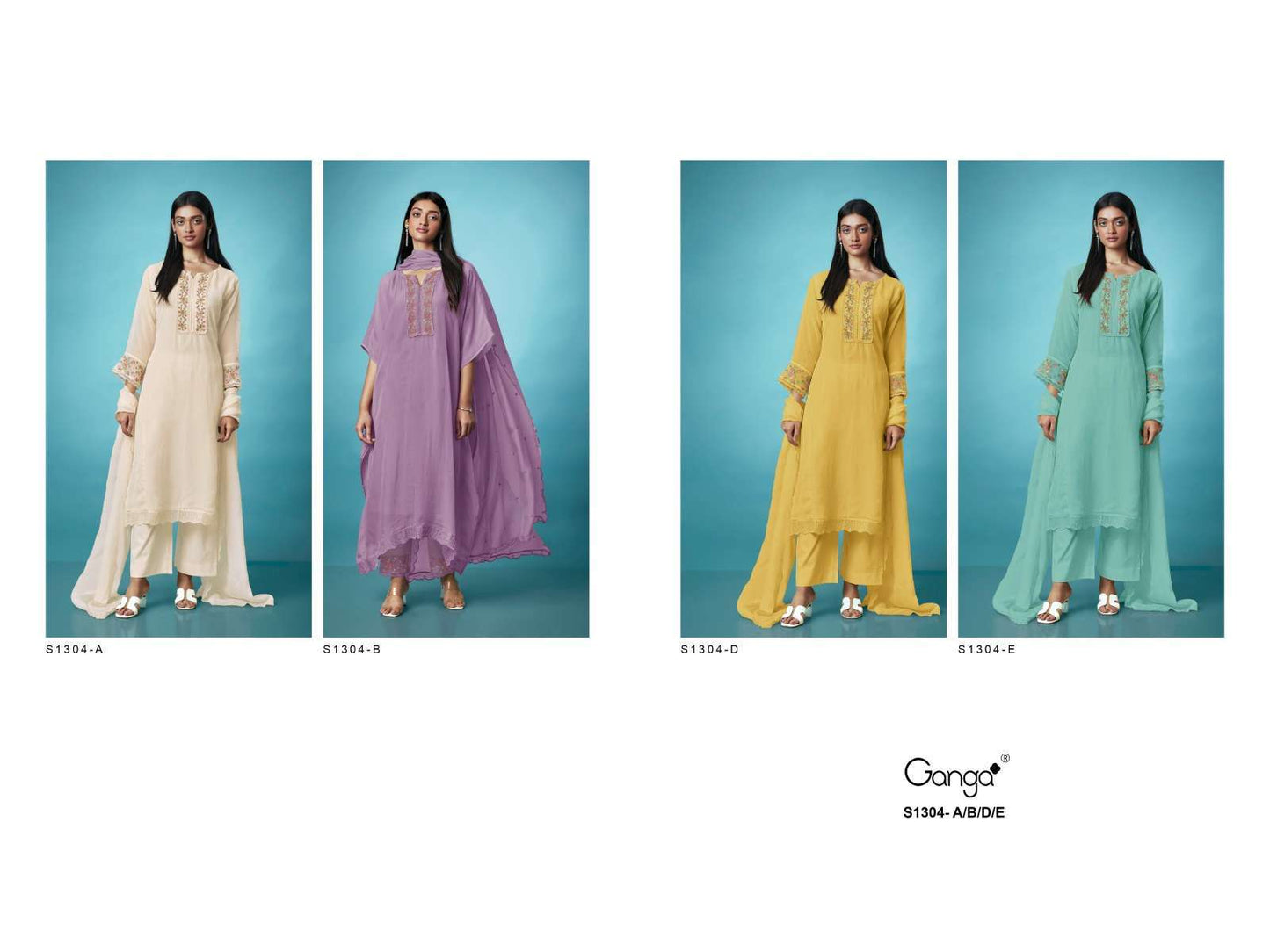 Hanna S1304 Ganga Organza Plazzo Style Suits Exporter
