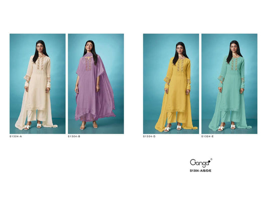 Hanna S1304 Ganga Organza Plazzo Style Suits Exporter