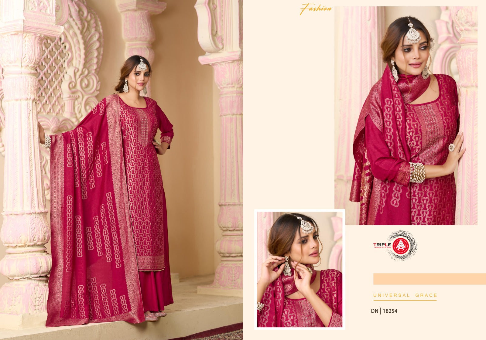 Hanshika Vol 5 Triple Aaa Muslin Jacquard Pant Style Suits Wholesale