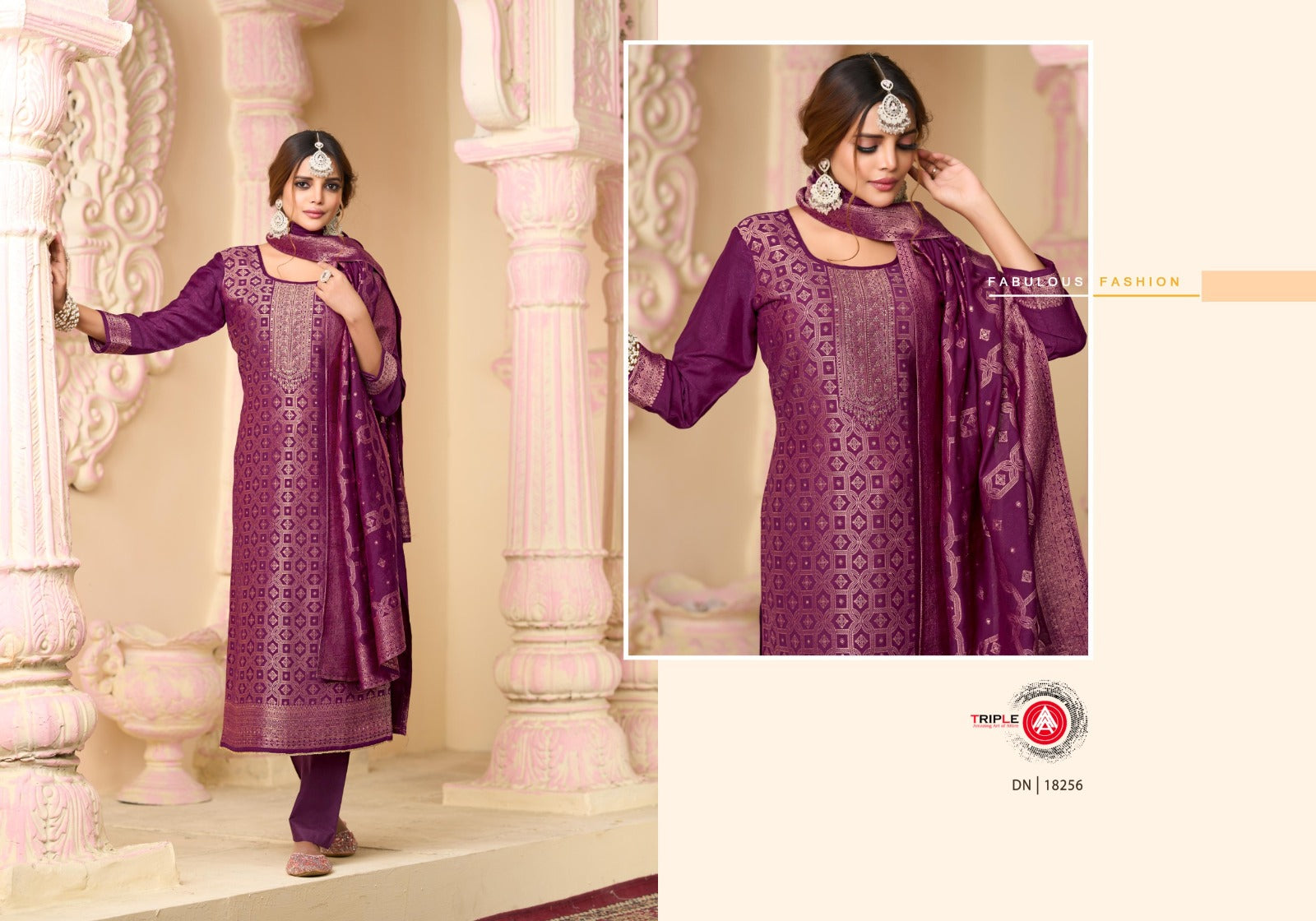 Hanshika Vol 5 Triple Aaa Muslin Jacquard Pant Style Suits Wholesale