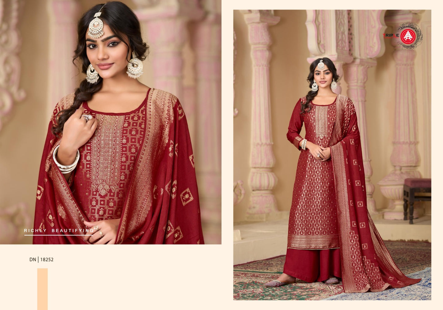 Hanshika Vol 5 Triple Aaa Muslin Jacquard Pant Style Suits Wholesale