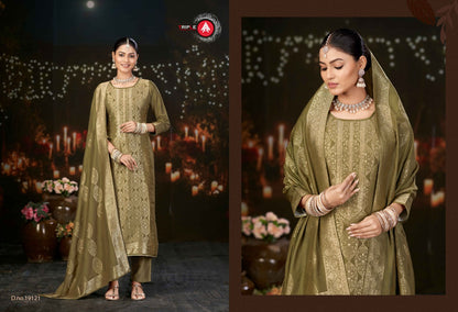 Hanshika Vol 6 Triple Aaa Muslin Jacquard Pant Style Suits Wholesaler Gujarat