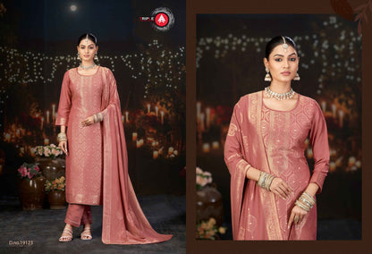 Hanshika Vol 6 Triple Aaa Muslin Jacquard Pant Style Suits Wholesaler Gujarat