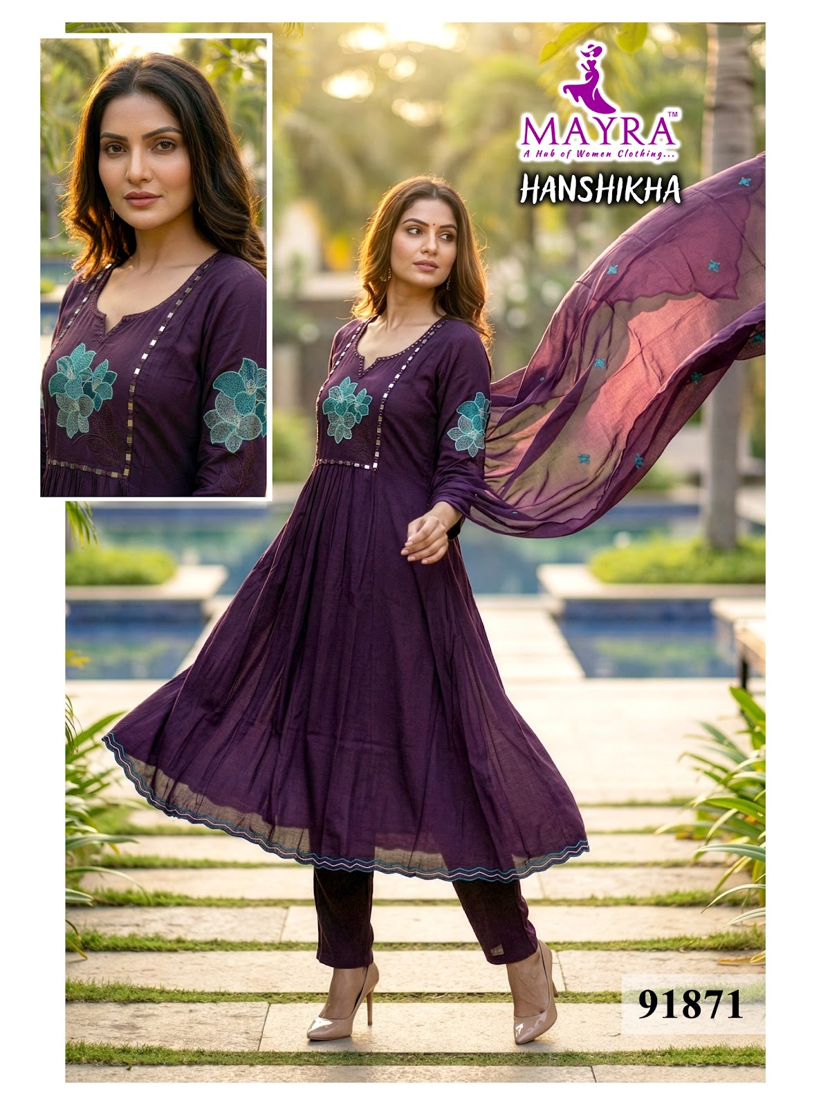 Hanshikha Mayra Chanderi Readymade Anarkali Suits Manufacturer India