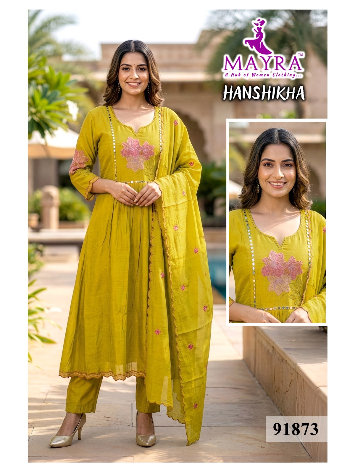 Hanshikha Mayra Chanderi Readymade Anarkali Suits Manufacturer India