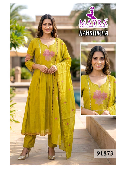 Hanshikha Mayra Chanderi Readymade Anarkali Suits Manufacturer India