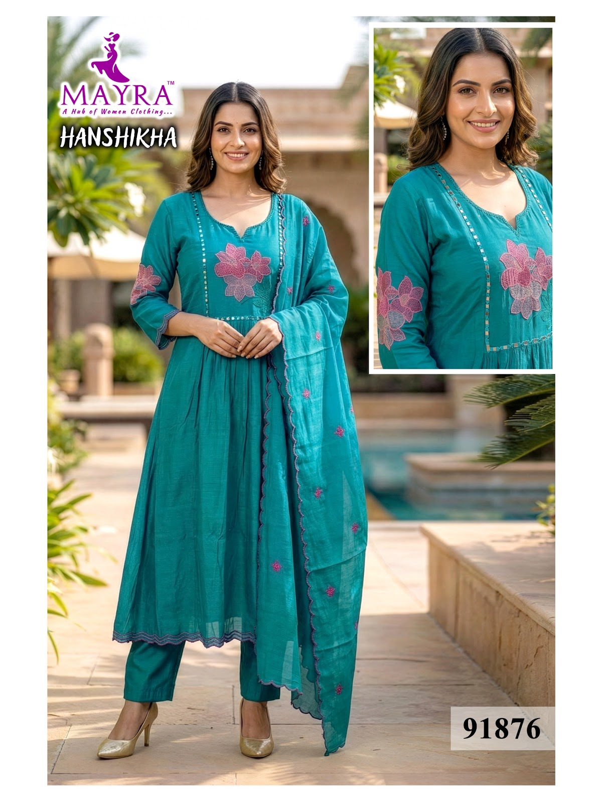 Hanshikha Mayra Chanderi Readymade Anarkali Suits Manufacturer India