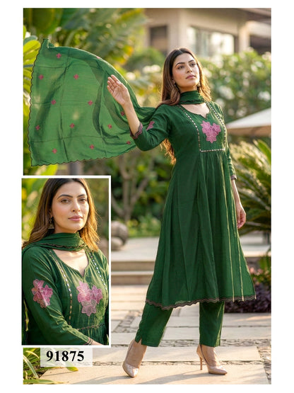 Hanshikha Mayra Chanderi Readymade Anarkali Suits Manufacturer India