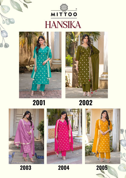 Hansika Mittoo Cotton Jacquard Readymade Pant Style Suits Wholesaler Ahmedabad