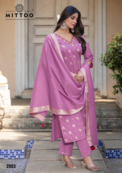 Hansika Mittoo Cotton Jacquard Readymade Pant Style Suits Wholesaler Ahmedabad