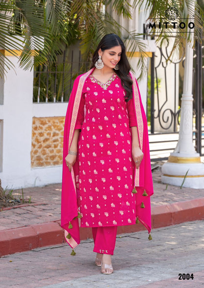 Hansika Mittoo Cotton Jacquard Readymade Pant Style Suits Wholesaler Ahmedabad