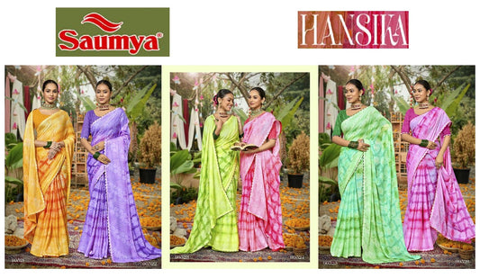 Hansika Saumya Georgette Sarees Manufacturer Gujarat