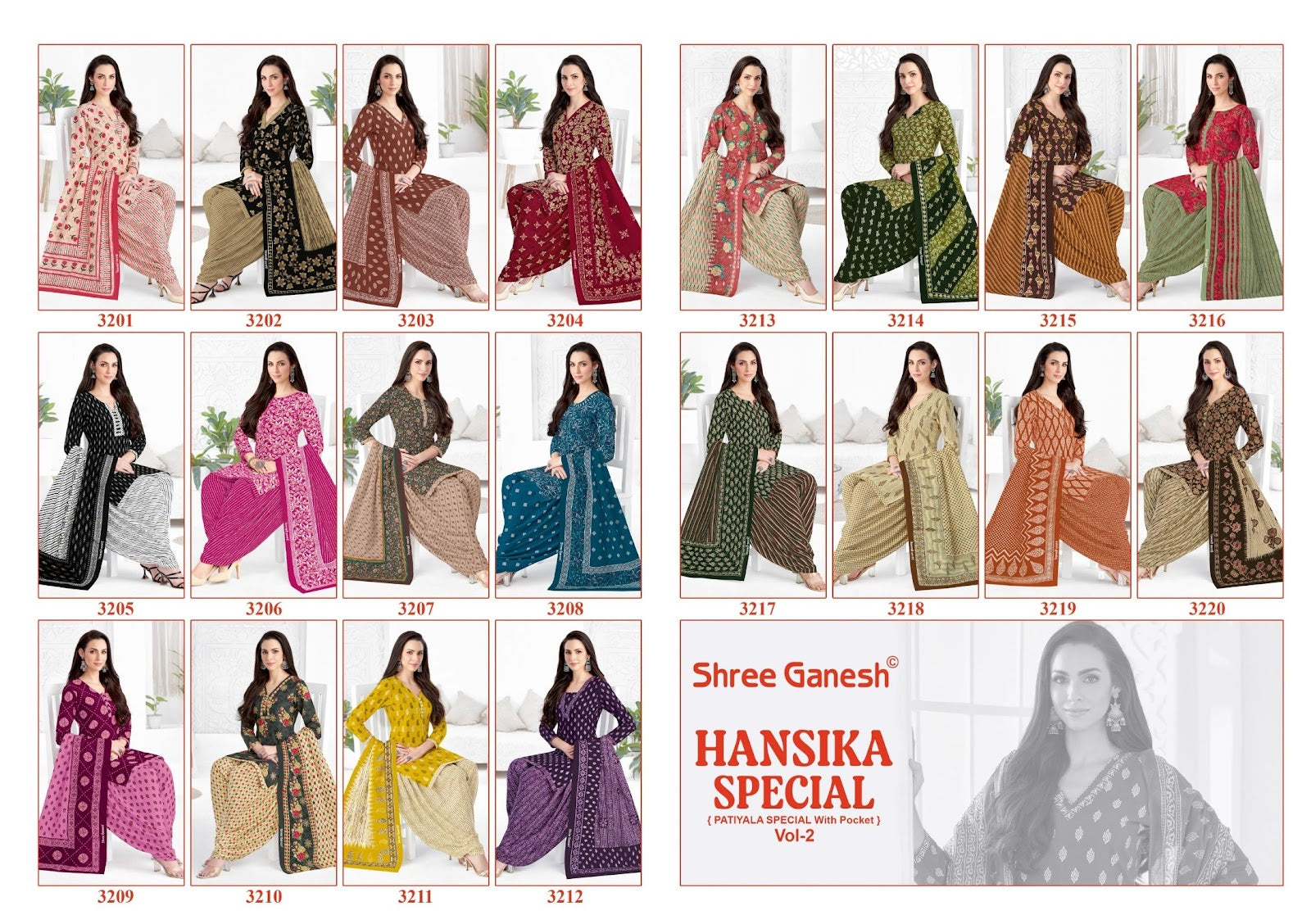 Hansika Special Vol 2 Patiyala With Pocket Shree Ganesh Cotton Dress Material Wholesaler Gujarat