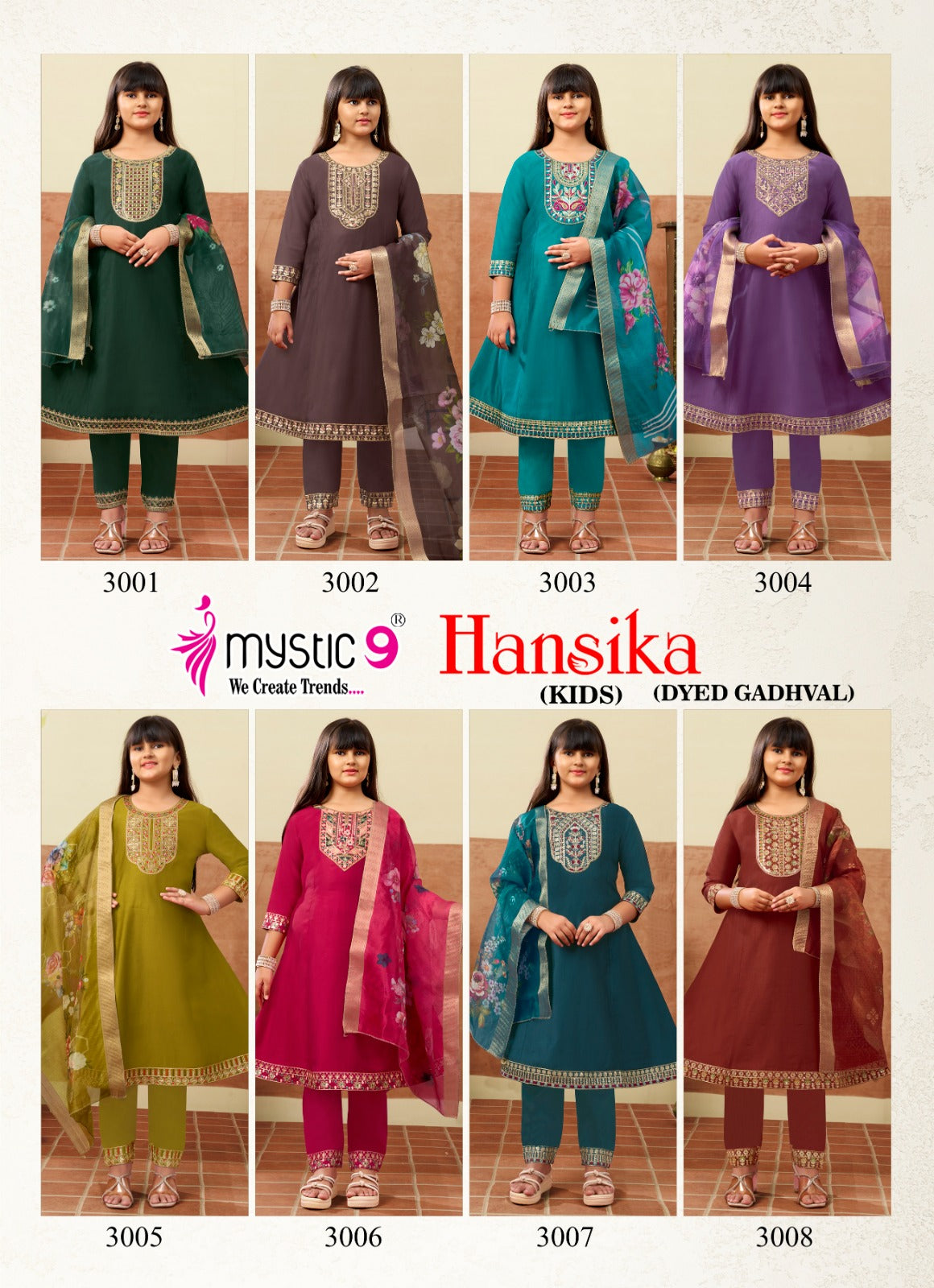 Hansika Vol 3 Mystic 9 Gadwal Girls Readymade Pant Suits Manufacturer India