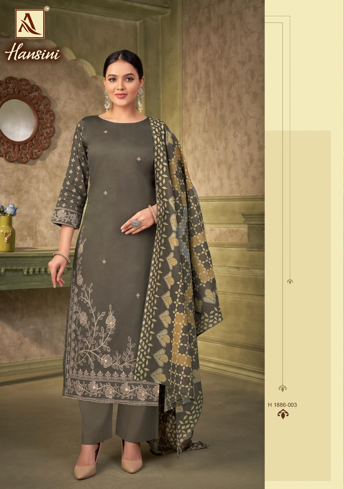 Hansini Alok Pure Zam Pant Style Suits Manufacturer