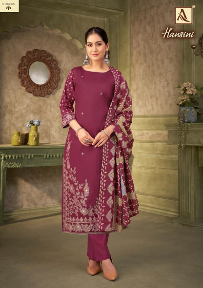 Hansini Alok Pure Zam Pant Style Suits Manufacturer