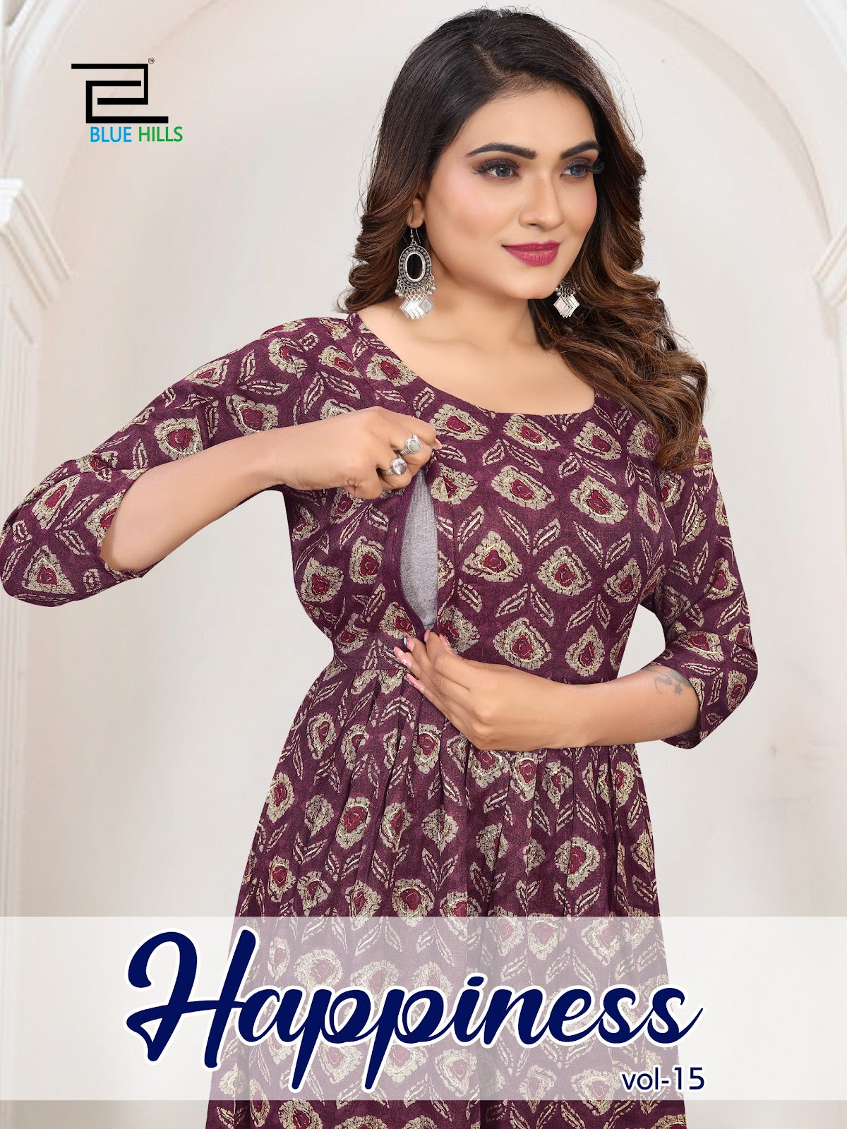 Happiness Vol 15 Blue Hills Rayon Feeding Kurtis Supplier India
