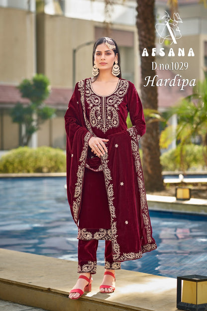 Hardipa 1029 Afsana Readymade Velvet Suits Exporter India