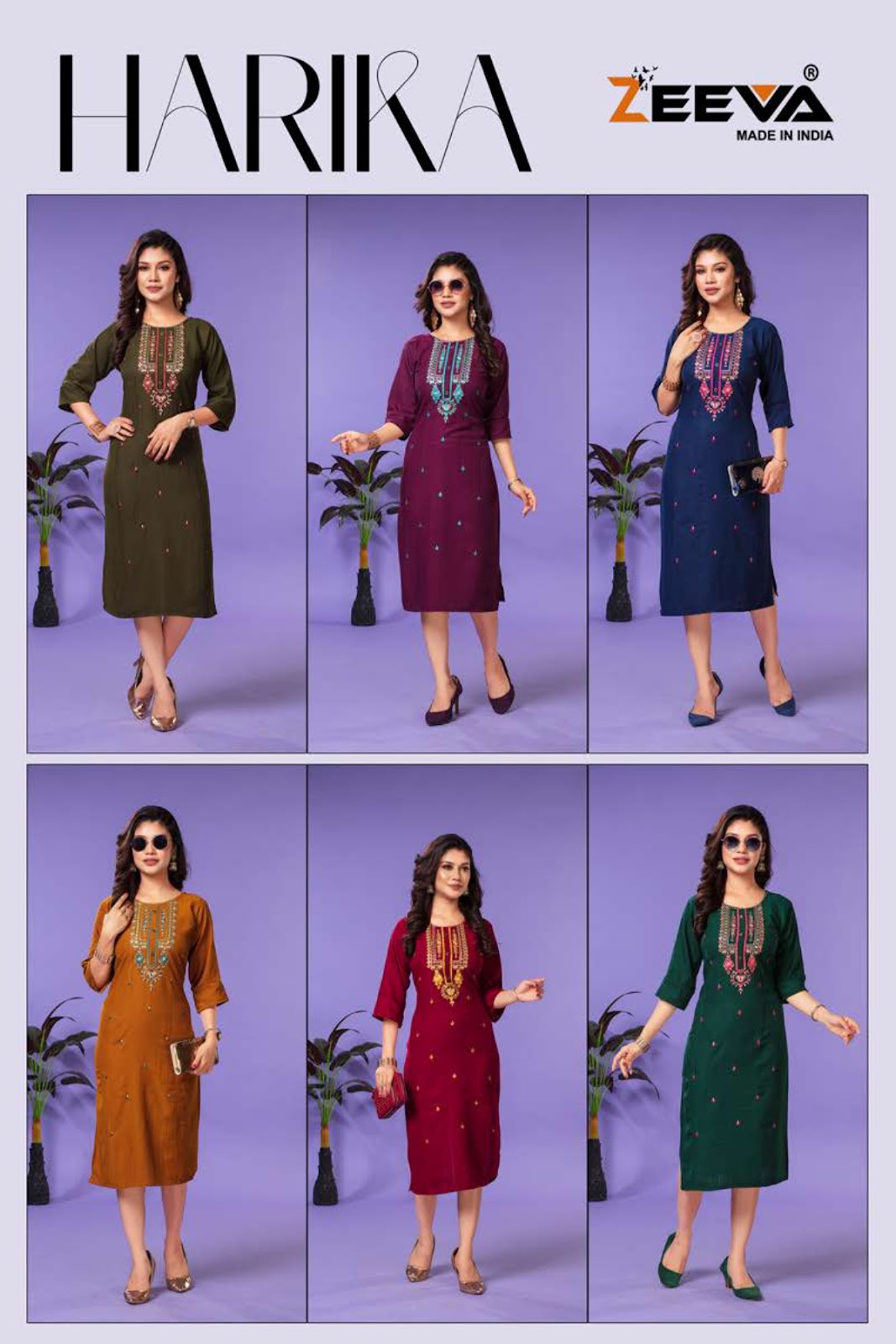 Harika Zeeva Fancy Rayon Long Straight Kurti
