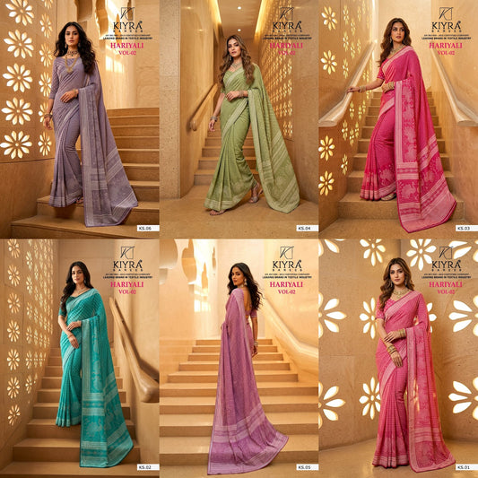Hariyali Vol 2 Kiyra Dull Moss Sarees Wholesaler Ahmedabad