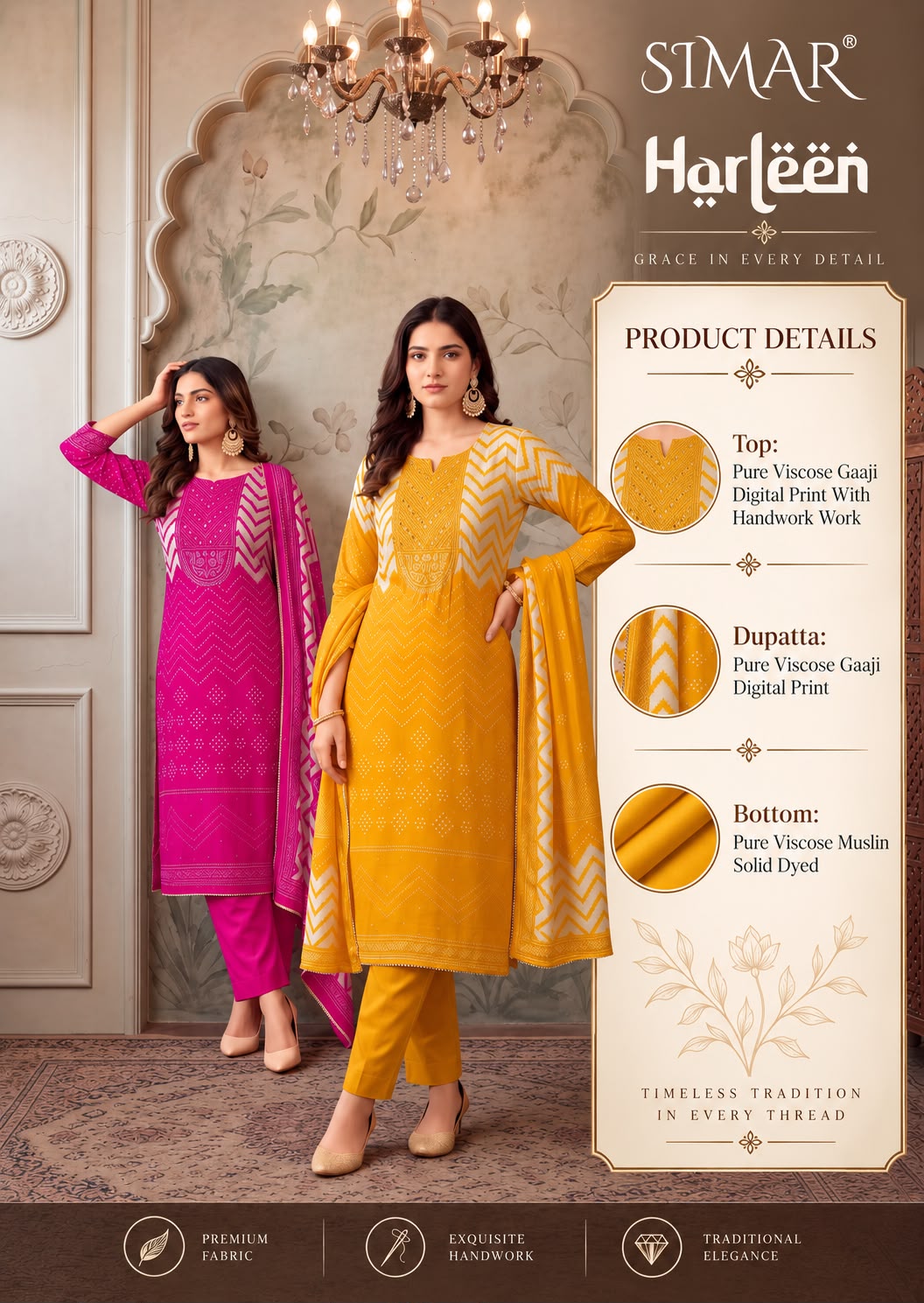 Harleen Simar Viscose Gaji Pant Style Suits Wholesale Price