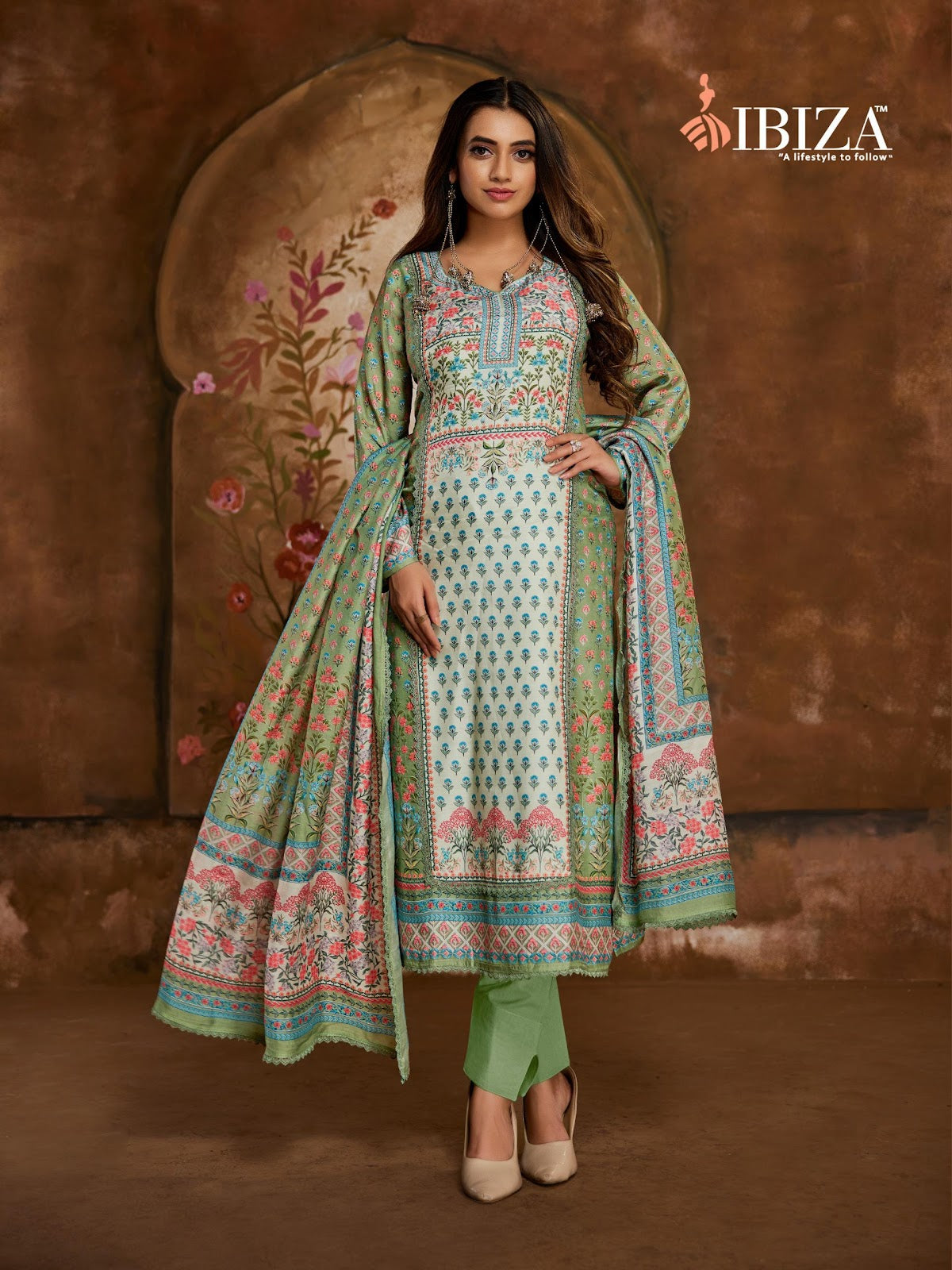 Harlins Ibiza Pure Bemberg Muslin Karachi Salwar Suits Wholesaler Ahmedabad