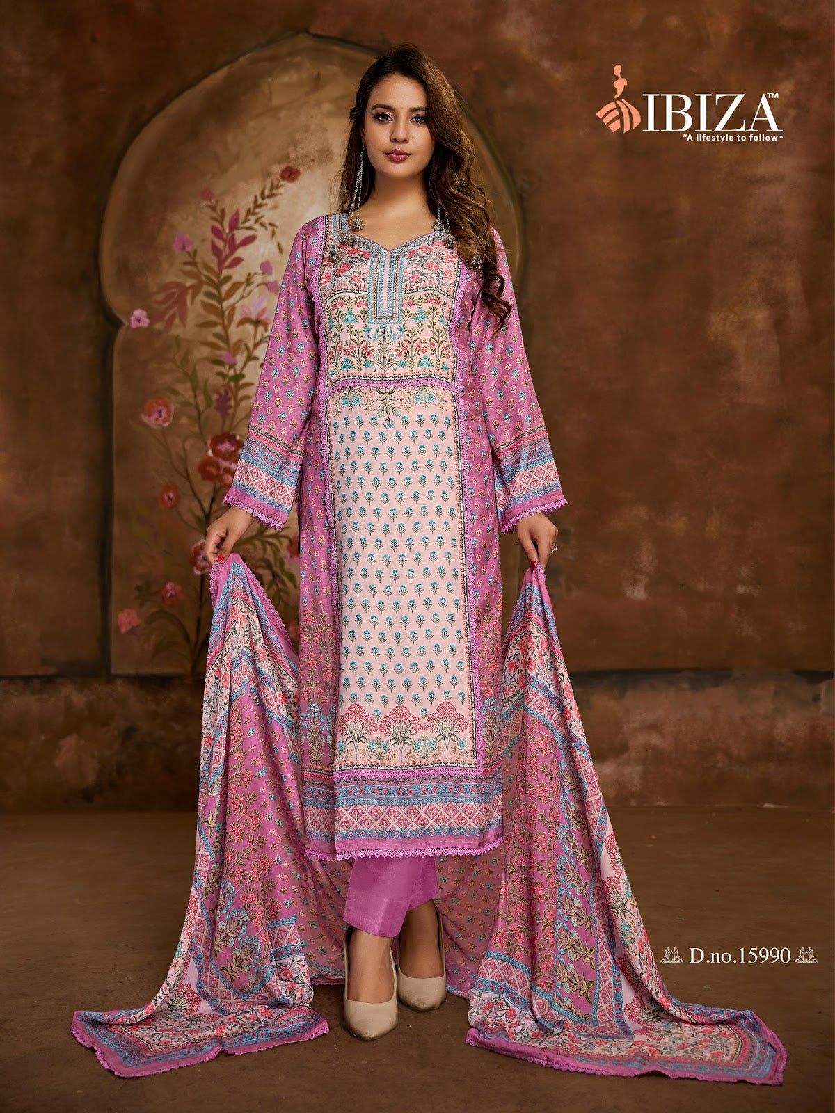 Harlins Ibiza Pure Bemberg Muslin Karachi Salwar Suits Wholesaler Ahmedabad