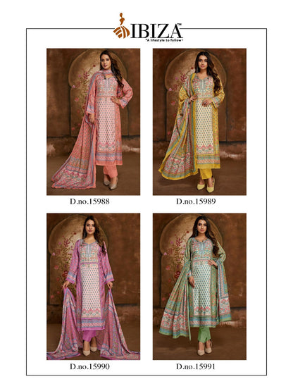 Harlins Ibiza Pure Bemberg Muslin Karachi Salwar Suits Wholesaler Ahmedabad