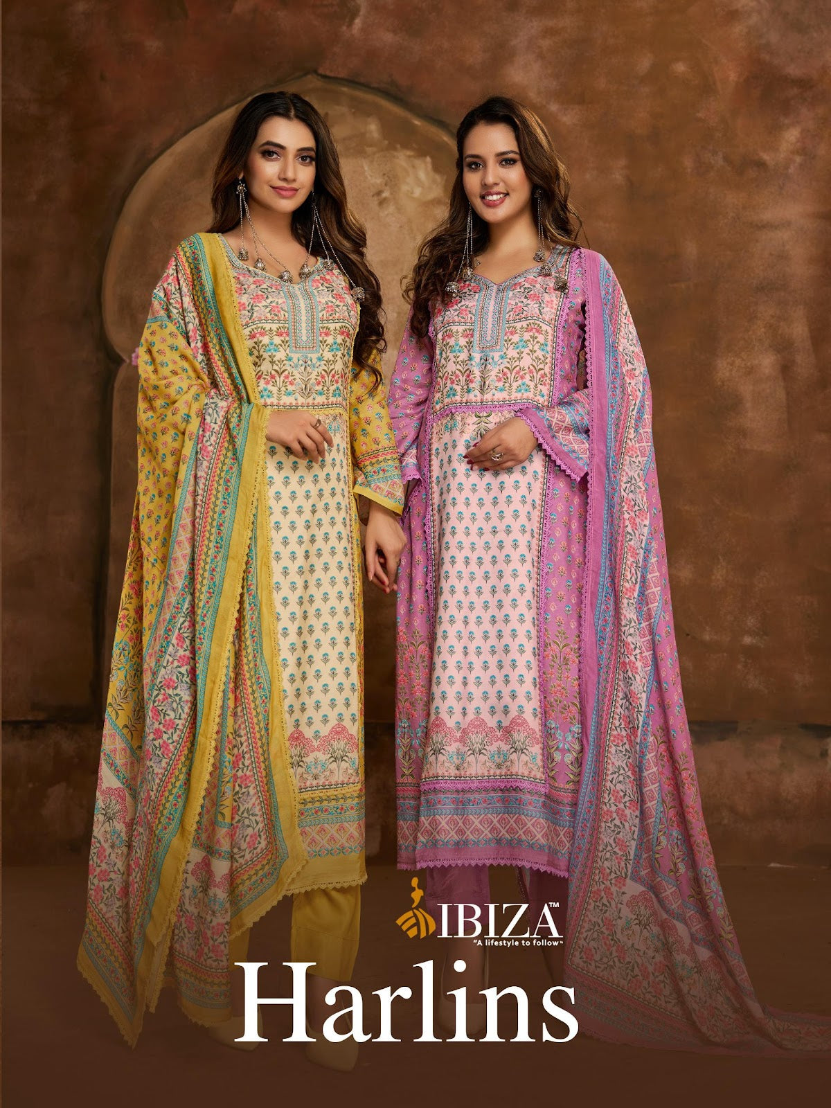 Harlins Ibiza Pure Bemberg Muslin Karachi Salwar Suits Wholesaler Ahmedabad