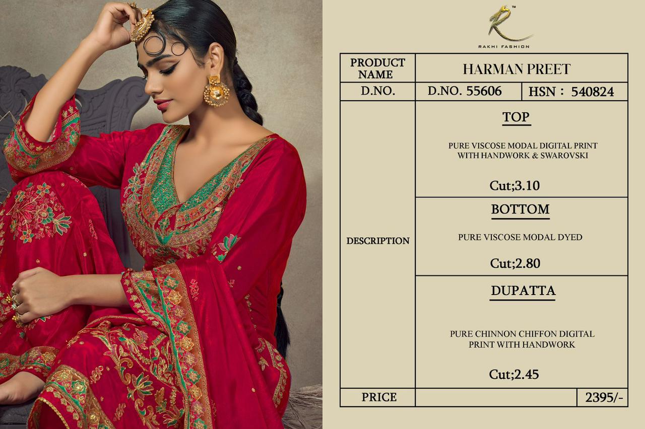 Harman Preet Rakhi Fashion Pure Viscose Pant Style Suits Wholesale Rate