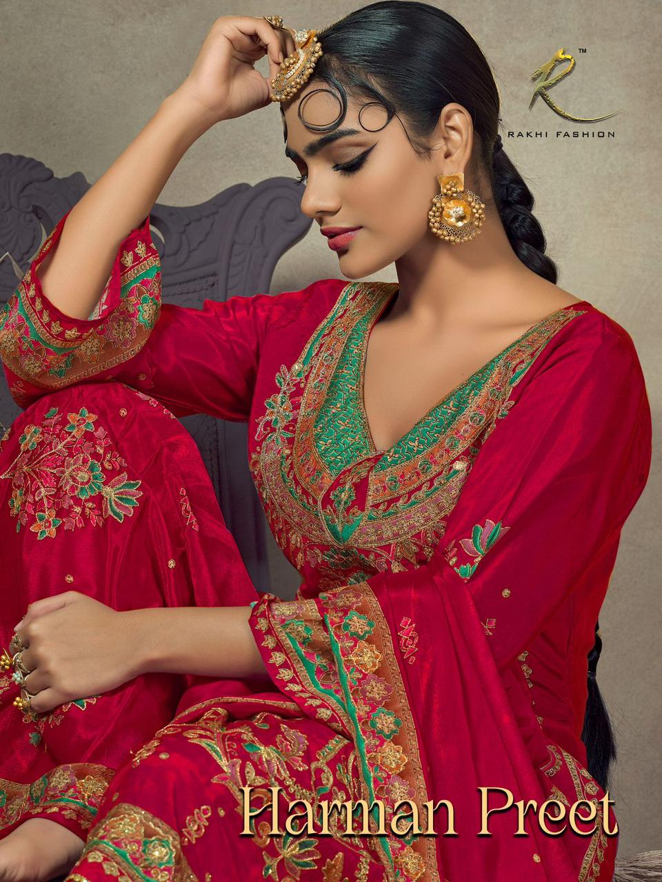 Harman Preet Rakhi Fashion Pure Viscose Pant Style Suits Wholesale Rate