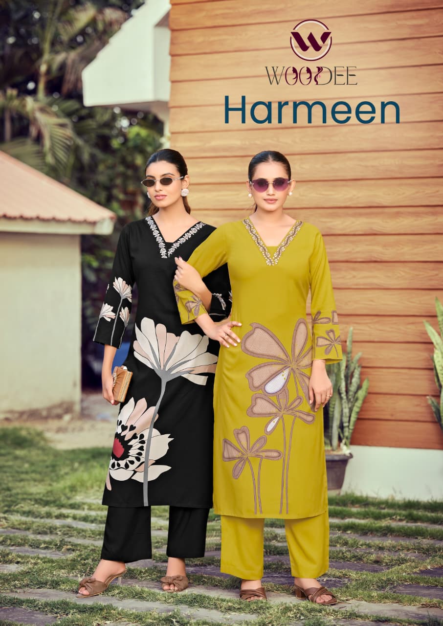 Harmeen Woodee Heavy Rayon Co Ord Set Wholesale Price