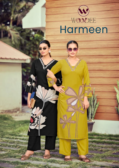 Harmeen Woodee Heavy Rayon Co Ord Set Wholesale Price