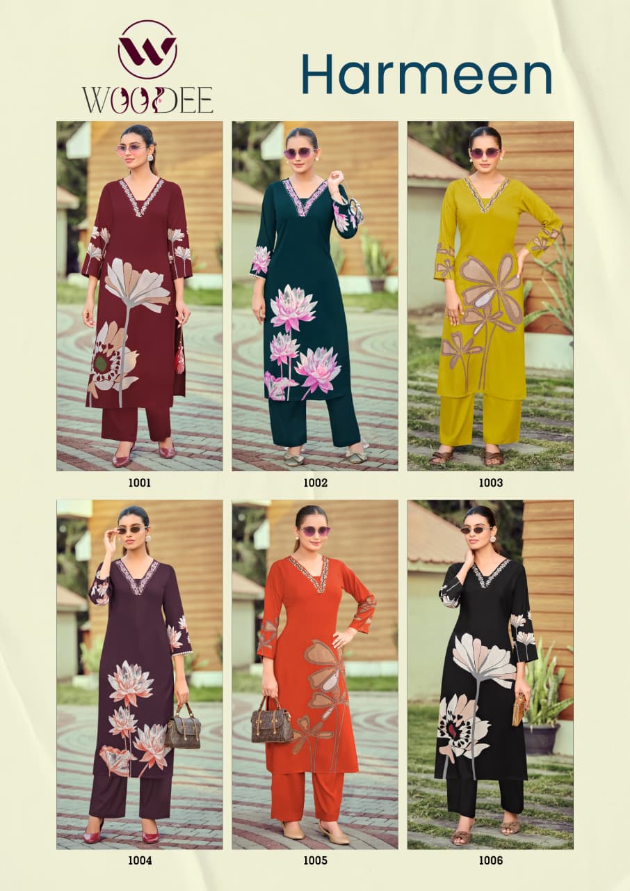 Harmeen Woodee Heavy Rayon Co Ord Set Wholesale Price
