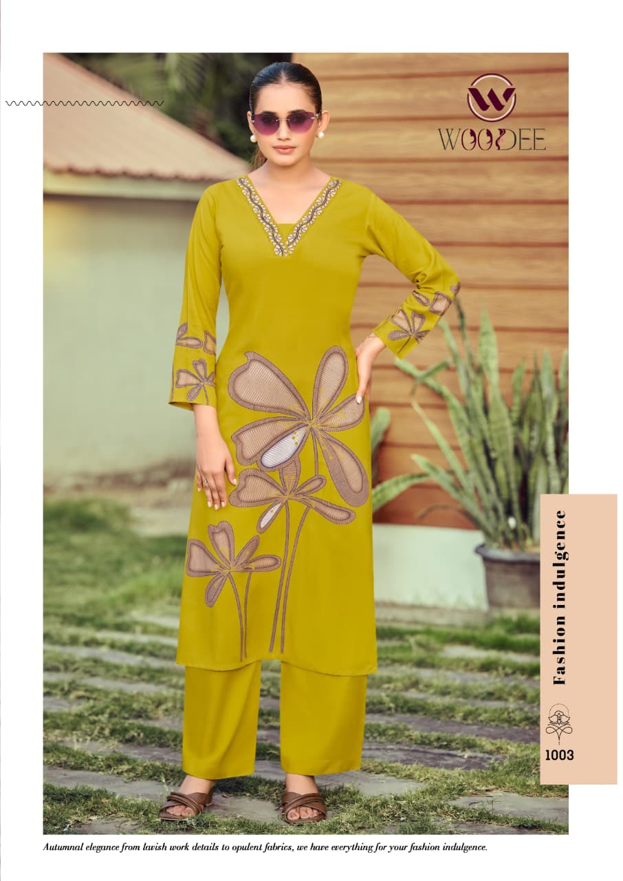 Harmeen Woodee Heavy Rayon Co Ord Set Wholesale Price