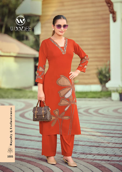 Harmeen Woodee Heavy Rayon Co Ord Set Wholesale Price