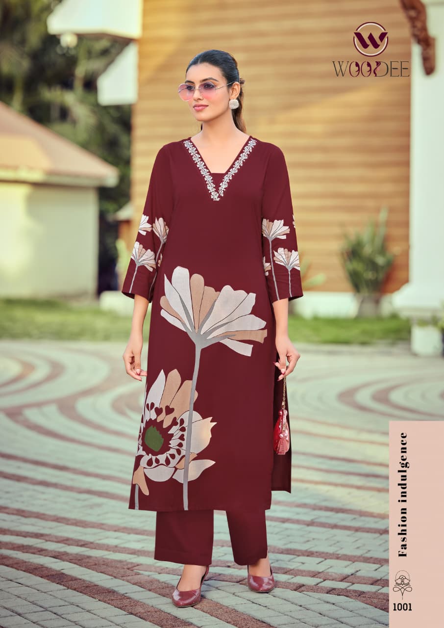 Harmeen Woodee Heavy Rayon Co Ord Set Wholesale Price