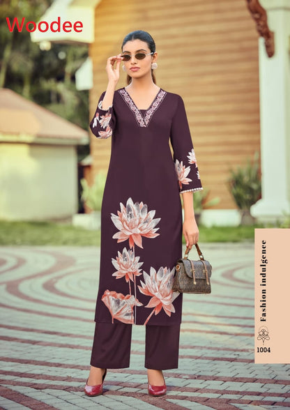 Harmeen Woodee Heavy Rayon Co Ord Set Wholesale Price