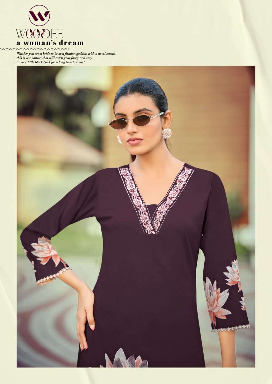 Harmeen Woodee Heavy Rayon Co Ord Set Wholesale Price